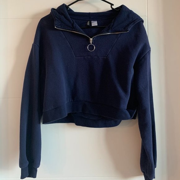 H&M Navy Quarter-Zip Sweatshirt - Picture 1 of 3